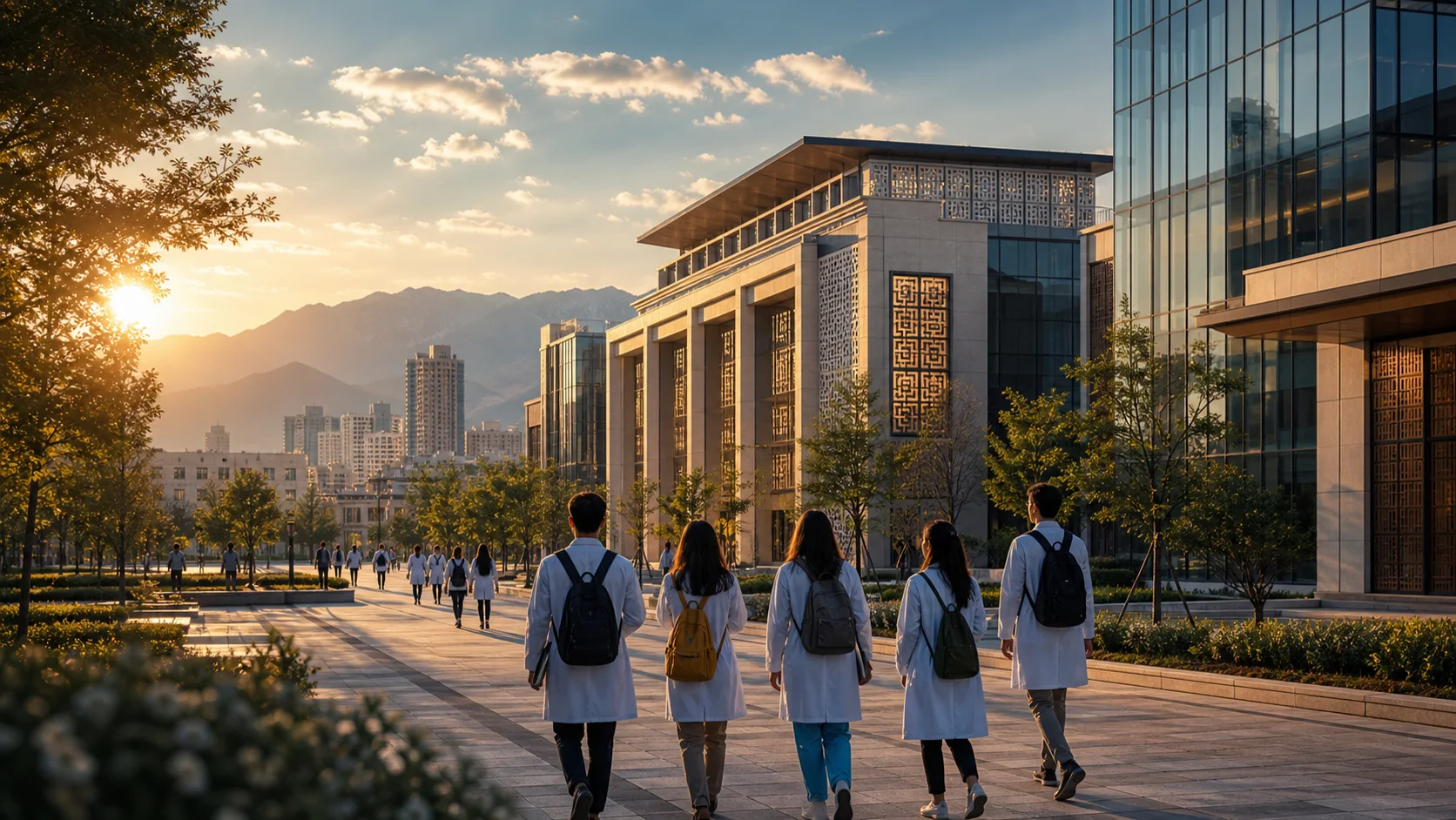 International students on a premium global university campus