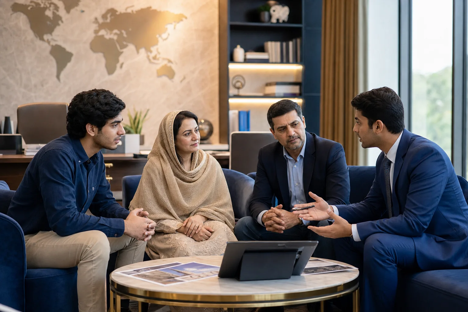Pakistani family receiving personalized study abroad counseling